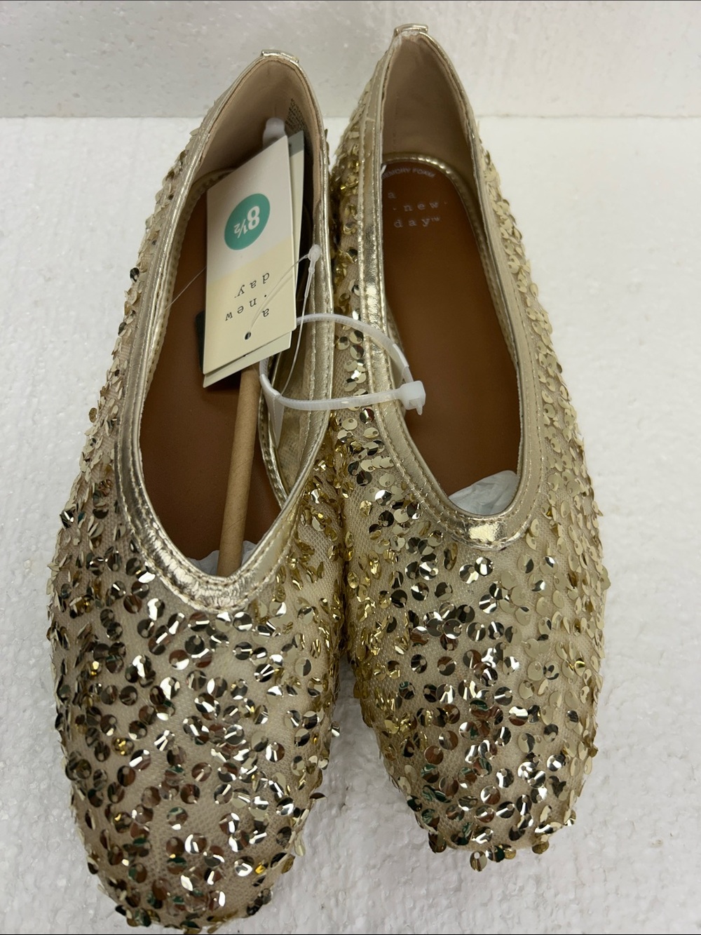 New Day Women's Gold Sequin Ballet Flats